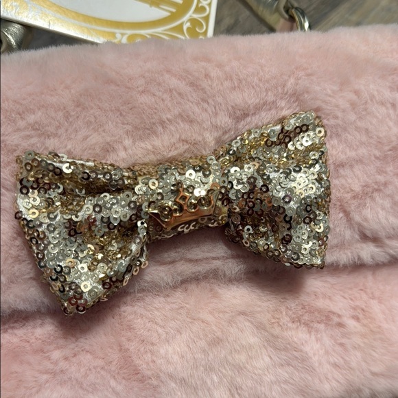 Disney Princess Pink Faux Fur Handbag with Gold Sequin Bow for girls - Picture 6 of 11